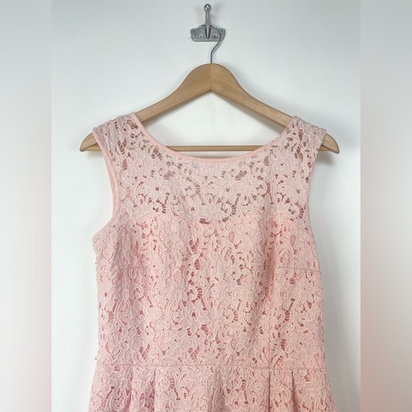 WHBM| Powder Pink Lace Overlay Sleeveless Dress Pleats Size 8 - Picture 4 of 15